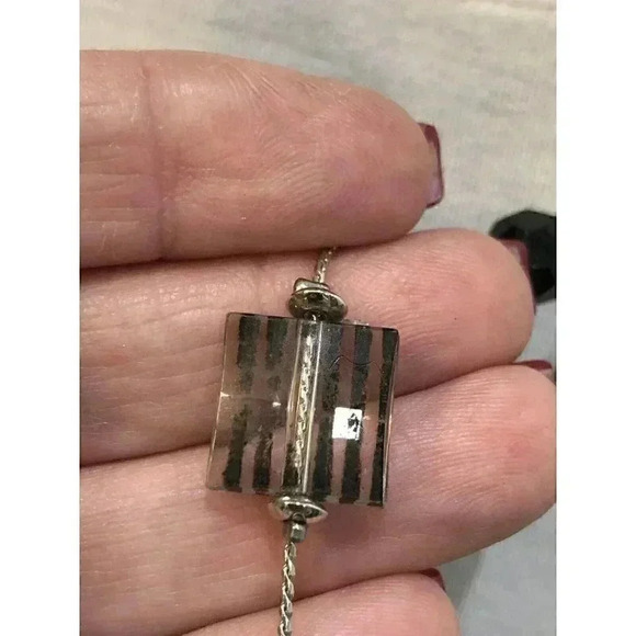 Multistrand Black White Clear Beaded Faceted Bead Necklace with Extender - Picture 9 of 16